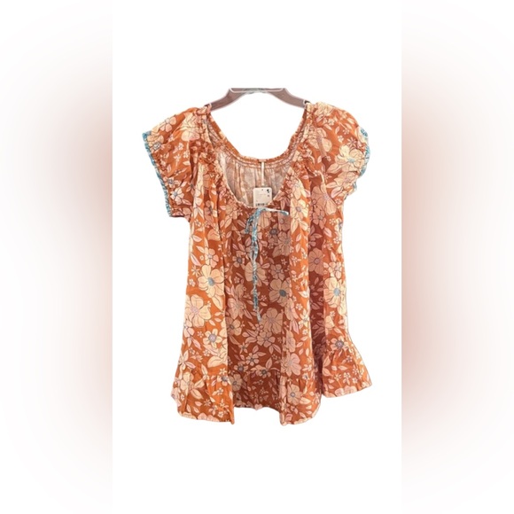 NWOT Free People Frankie Honey Ginger Floral Tunic. - Picture 1 of 5